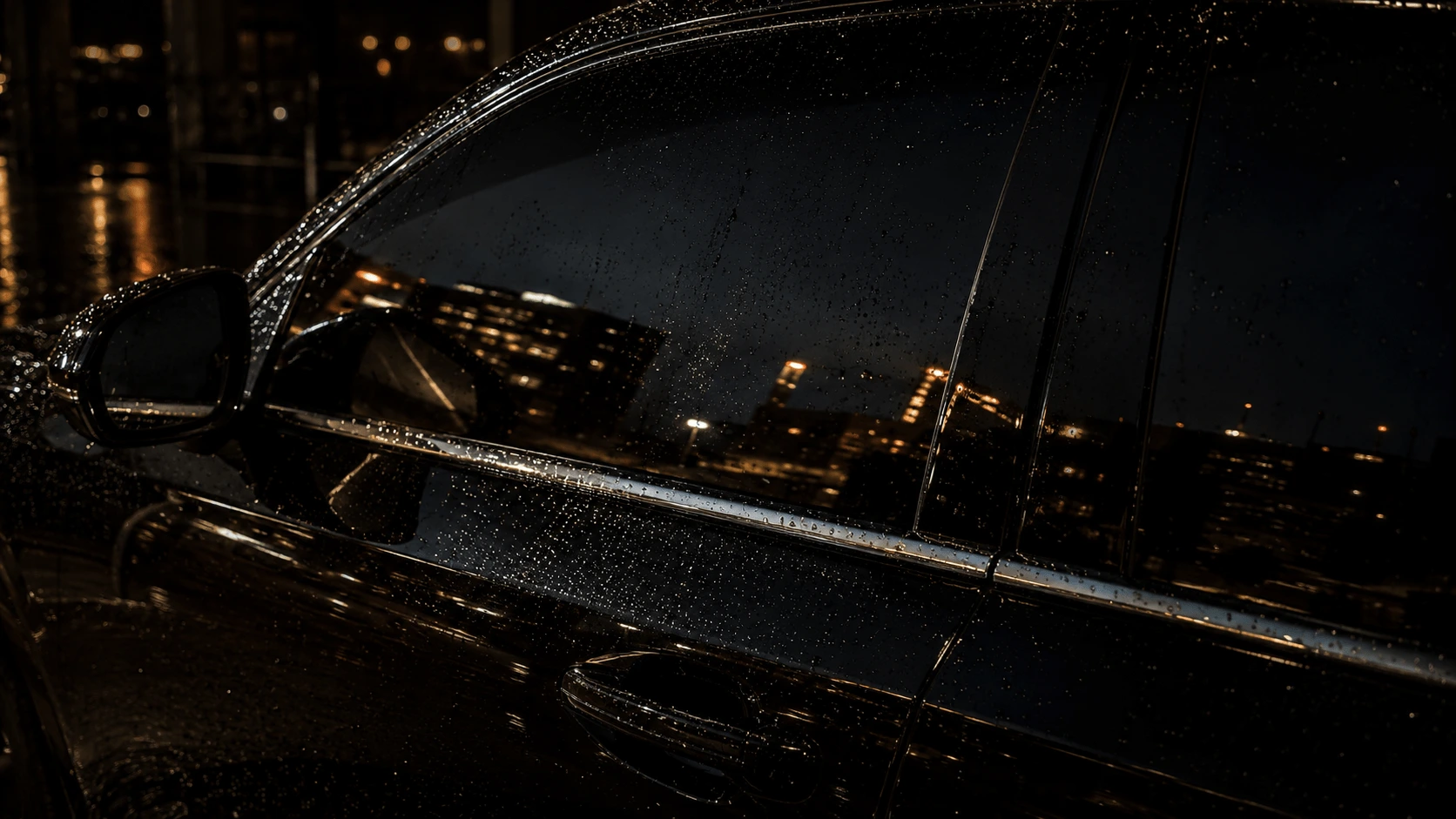 Deep charcoal ceramic window tint on a luxury car at night — window tinting Nairobi